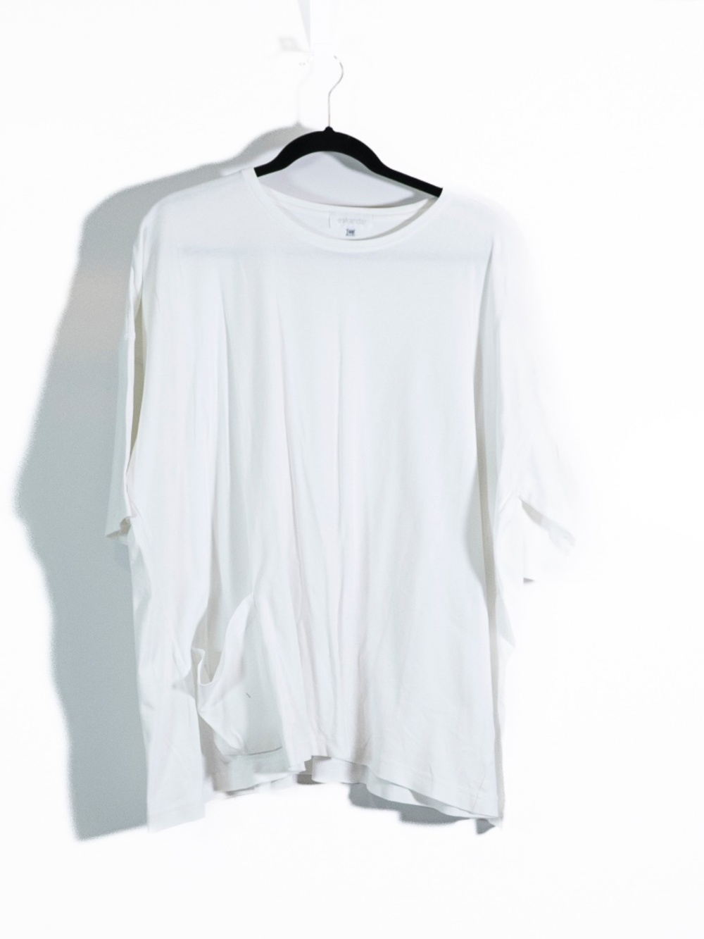 Eskandar Pima Cotton Crew Neck Half Sleeve Tee Shirt Solid White OS